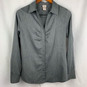 Covington womens dark gray striped button shirt M.